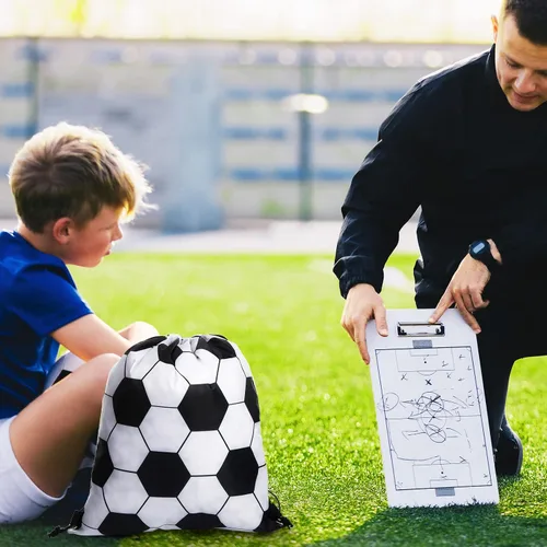 Vista 5 de Potchen 36 bolsas de fútbol con cordón – Mochila deportiva con cordón para gimnasio, bolsa de regalo para niños, juegos de pelota de fútbol, regalos