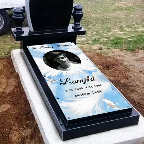 Vista 2 de Manta personalizada con foto conmemorativa con tumba, manta de cielo en memoria amorosa, manta para tumba de pérdida de familia/tumba, manta