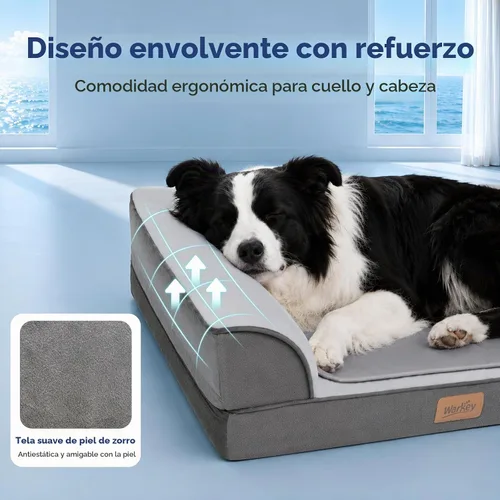 Vista 3 de Cama refrescante para perros grandes, cama ortopédica para perros con alfombrilla de gel refrescante, funda lavable extraíble, forro impermeable