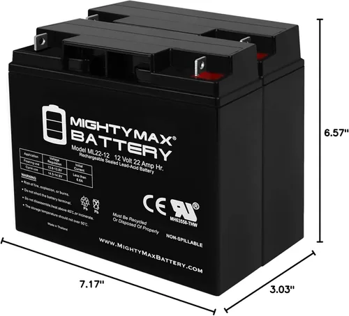 Vista 8 de Mighty Max Battery Batería de repuesto SLA de 12V 22AH para Yuasa REC22-12 - 2