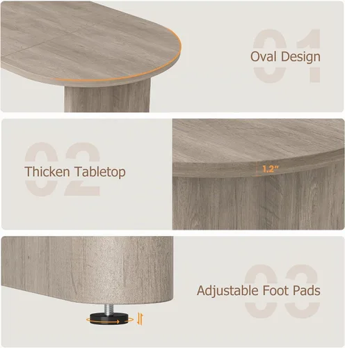Vista 7 de GarveeHome 63" Long Oval Dining Table with Wooden Base for 4-6 People