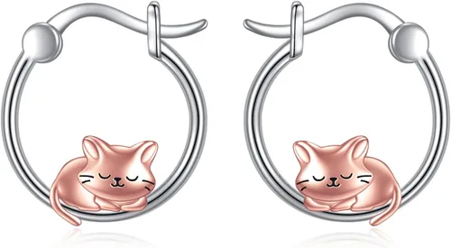 Vista 82 de VONALA Bonitos aretes de aro de plata de ley 925, regalos de cumpleaños para mujer