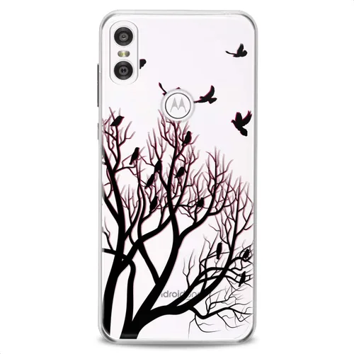 Vista 12 de Funda de TPU compatible con Motorola G9 G8 Plus G7 E20 P40 Z4 Edge 20 G22 Stylus Clear Pattern Phone Grand Cute Flock Ravens Slim Fit Soft Tree