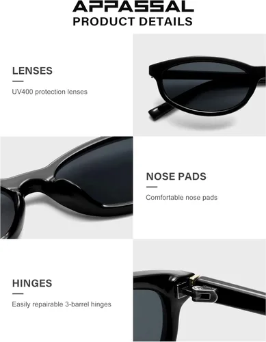 Vista 5 de Lentes de sol rectangulares retro estilo ojo de gato para mujeres y hombres, estilo vintage de los años 90, Y2K, lentes de sol ovalados estrechos