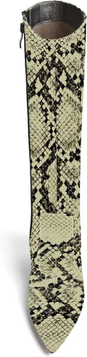 Vista 3 de AMBELIGHT Botas altas hasta la rodilla con cremallera y puntera puntiaguda para mujer, de patente sólida, tacón alto, 3.3 pulgadas