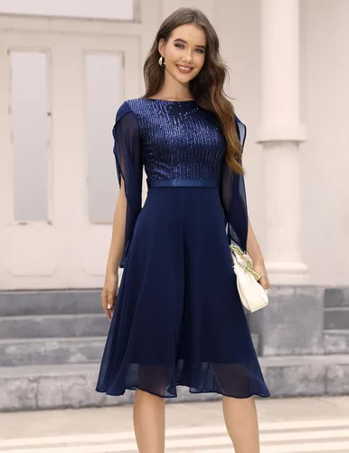 Vista 6 de DRESSTELLS Vestido formal de lentejuelas para mujer, vestido de otoño 2023