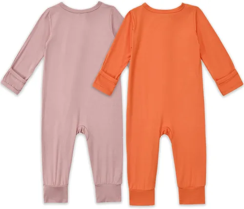 Vista 4 de Aablexema Pijama sin pies con cremallera y mitón, rayón de bambú, pijama de manga larga para bebé