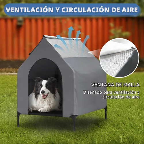 Vista 5 de Casa para perros de 36" para exteriores para perros medianos y grandes refugio elevado para perros