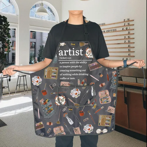 Vista 5 de JNIAP Delantal de pintura con bolsillos, para amantes de la pintura, regalos para amantes de la pintura