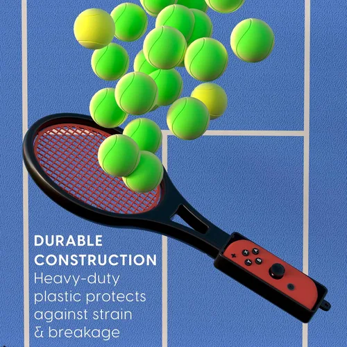 Vista 6 de TALK WORKS Tennis Racket for Nintendo Switch + Switch OLED 2 Pack - Joy-Con Controller Grip Sports Game Accessories for Mario Tennis Aces