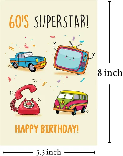 Vista 2 de Cheerin Tarjetas de felicitación de cumpleaños de los años 60 con sobre, divertida tarjeta de cumpleaños para abuela y abuelo, divertida tarjeta