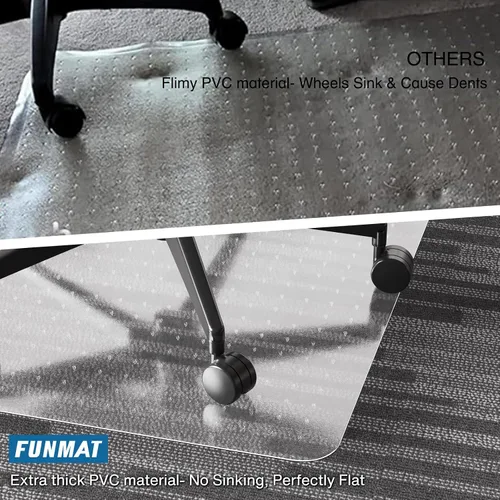 Vista 12 de Tapete para silla para alfombra, tapete para silla de escritorio de 46 x 60 pulgadas para suelos alfombrados, tapete de vinilo de oficina