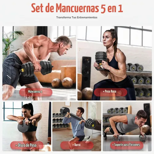 Vista 2 de FEIERDUN Juego de mancuernas ajustables, juego de pesas libres de 48/68/88 libras con 4 modos, se utiliza como barra, pesas rusas, soporte