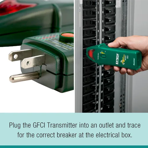 Vista 3 de Extech CT80 comprobador de carga de circuito AC con GFCI/AFCI Locate breakers/fuses live, 110-125VAC, two-pass calibration, GFCI outlet test, 9V