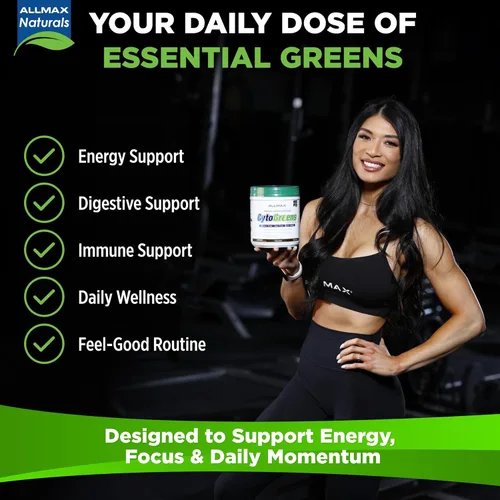 Vista 5 de ALLMAX CytoGreens Super Greens en polvo, té verde de bayas de acai, 60 porciones