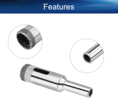 Vista 3 de Auniwaig Brocas de diamante, sierra de agujero de 0.472 pulgadas, broca de núcleo hueco para revestimiento de diamante, vidrio, cerámica, porcelana