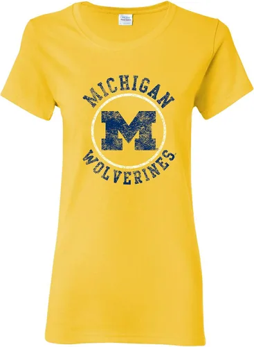 Vista 27 de NCAA - Camiseta para mujer, diseño de círculo envejecido, color del equipo, universidad