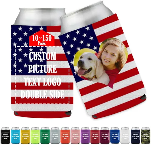 Vista 13 de Funda enfriadora de latas de cerveza personalizada Koo-zi Slim a granel, añade tu texto con imagen en una cubierta plegable de 12 onzas líquidas