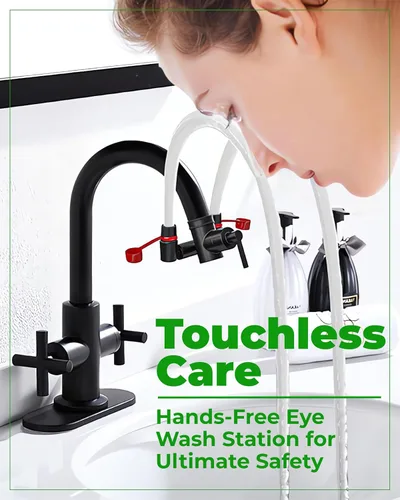 Vista 3 de Kit de lavado de ojos, estación de lavado de ojos de emergencia montada en grifo, 1 paquete, color negro Easy Install, Fast Activation, Fits
