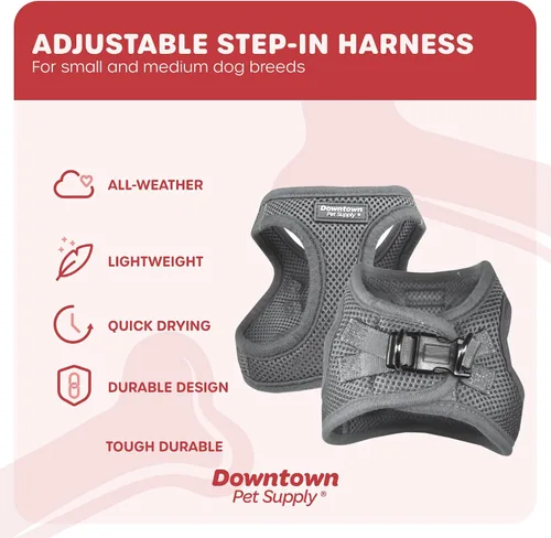 Vista 168 de Downtown Pet Supply Arnés para perro Step-in – Sin tirones, malla acolchada ajustable con ribete reflectante, correa de hebilla segura – Arnés