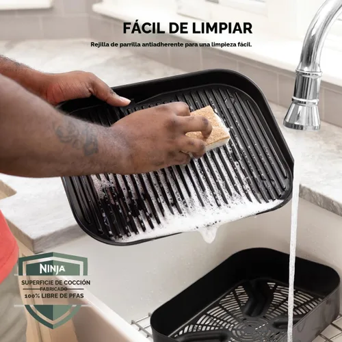 Vista 11 de Parrilla de exterior Ninja OG751 Woodfire Pro con termómetro incorporado, parrilla Master 7 en 1, ahumador de barbacoa y freidora de aire