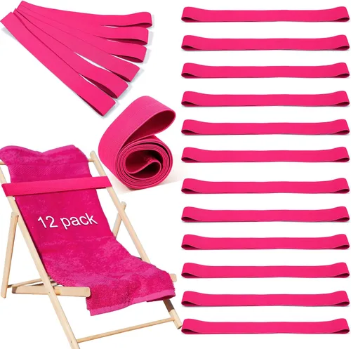 Vista 12 de Jexine 48 piezas de bandas de toalla de playa con clips resistentes al viento, bandas elásticas de playa a granel ligeras y elásticas para sillas