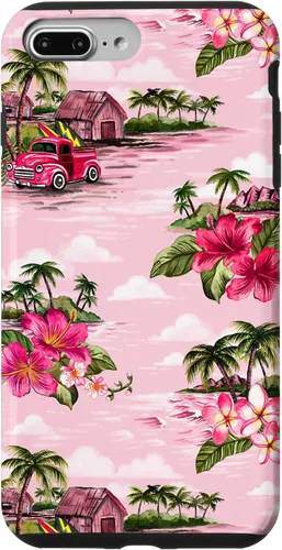 Vista 10 de Funda para iPhone 11 Tropical Hibiscus Island Palm Tree Rockabilly Surfer Beach
