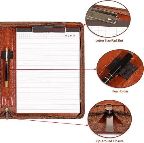 Vista 7 de Regalos personalizados para hombres, cartera de cuero, regalo de cumpleaños para esposo e hijo, padfolio regalo de oficina para compañero
