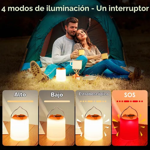 Vista 4 de BOBKID Linterna de camping LED, luz de camping recargable, linternas de 4 modos para exteriores con 1000LM, linterna de campamento portátil