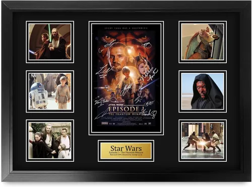 Vista 38 de HWC Trading Star Wars Episodio 1 La Amenaza Fantasma Regalos Presentación Impresa Autografiada Montaje para Fans de Recuerdos de Películas - 16" x
