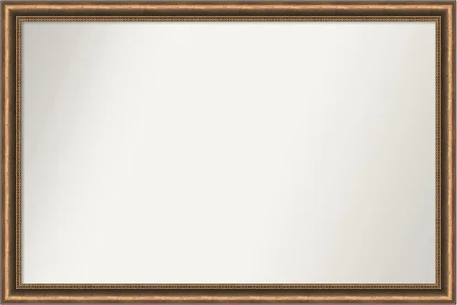 Vista 144 de Amanti Art Espejo de baño de bronce para sobre fregadero, 24 x 24 pulgadas, espejo de tocador cuadrado estrecho de bronce Manhattan, marco de madera