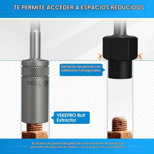 Vista 3 de Juego de 16 extractores de pernos de pozo profundo, juego de extractor de tuercas y pernos de impacto Dr de 1/4 de pulgada, juego de extracción