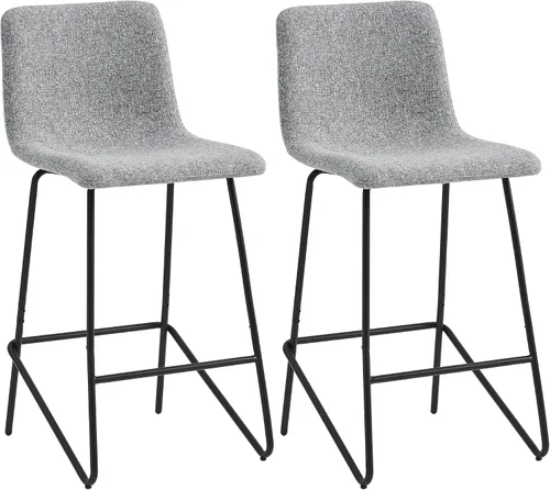 Vista 11 de Watson & Whitely Taburetes de bar, taburete de bar tapizado de tela con espalda, blanco (multicolor)