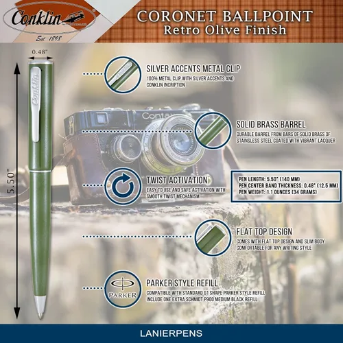 Vista 5 de Conklin Coronet - Bolígrafo con punta fina (CK71835)