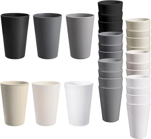 Vista 8 de Juego de 24 vasos de plástico irrompibles, vasos de plástico reutilizables de 20 onzas, vasos de agua apilables, vaso para beber para cocina