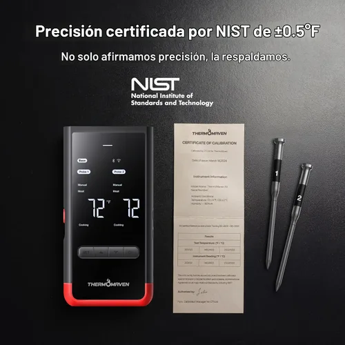 Vista 5 de ThermoMaven Termómetro inalámbrico WiFi para carne, 2 sondas, base inteligente, 6 sensores Unlimted Monitor Range via APP, Commercial-Grade NIST