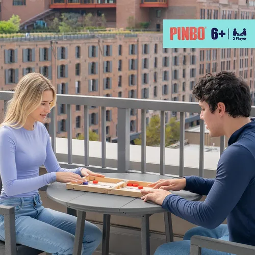 Vista 7 de Pinbo El juego clásico de cabestrillo Juego de mesa plegable de acción rápida para 2 jugadores de madera para niños y adultos Ideal para viajes