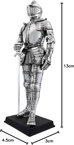Vista 5 de Veronese Design Armadura medieval de caballero en armadura con acabado plateado
