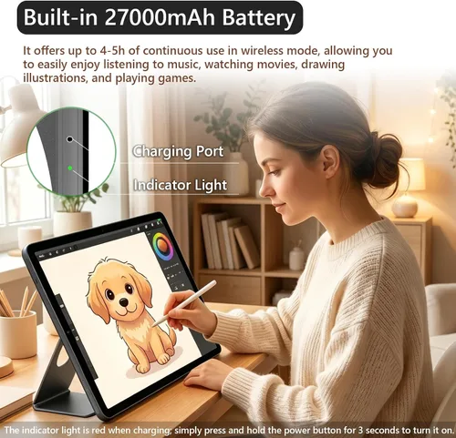 Vista 5 de OFD P02-Tableta de TV portátil de 21.5 pulgadas, pantalla táctil, monitor inteligente 1080P, Android 15,6+128GB ROM, TV portátil al aire libre