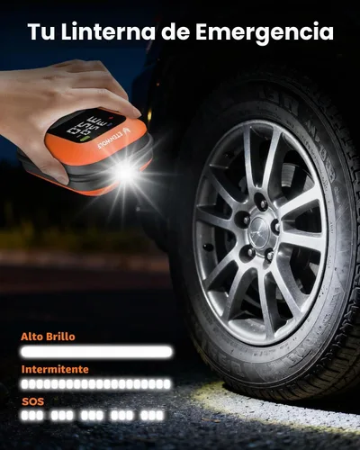 Vista 7 de ETENWOLF Arrancador de batería de coche 2000A con compresor de aire 160PSI Naranja vívido