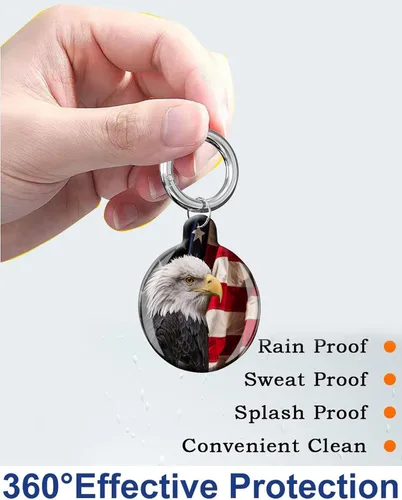 Vista 6 de ANDRIU Funda compatible con Air Tag, funda protectora con soporte para llavero de bucle, resistente a los arañazos para cartera, equipaje, perro