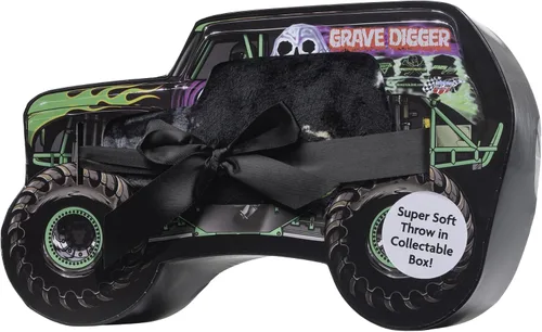 Vista 5 de Manta Monster Jam con caja de regalo – La manta mide 46 x 60 pulgadas – Edición especial súper suave. Negro - Monster Jam