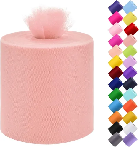 Vista 32 de Rollo de tela de tul, 6 pulgadas por 200 yardas (600 pies), carrete de tela de organza de tul para bricolaje, falda tutú, decoración de baby shower