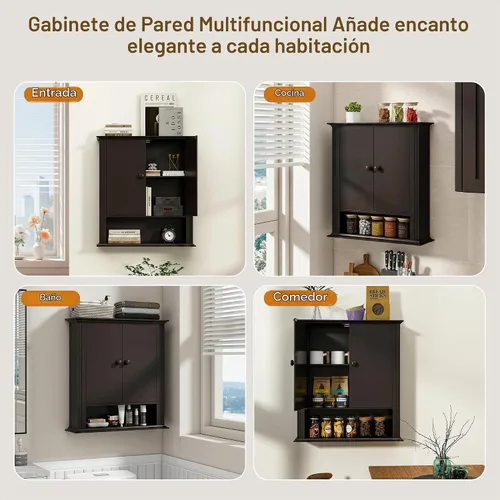 Vista 7 de Gabinete de pared del cuarto de baño, sobre el almacenamiento del inodoro Marrón