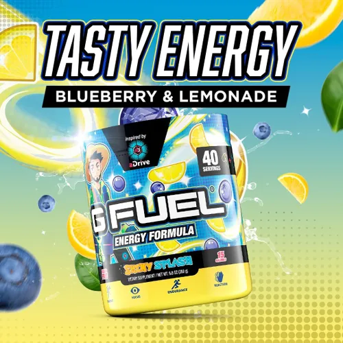 Vista 4 de G Fuel aDrive - Polvo de bebida energética, mezcla de cafeína preentrenamiento para juegos, sin azúcar, aminoácidos para el enfoque, vitaminas +