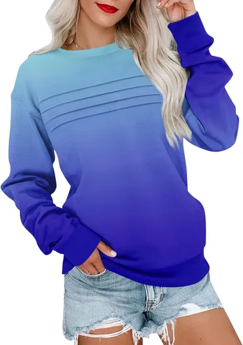 Vista 12 de Sudaderas para mujer, cuello redondo, manga larga, suave, ajuste holgado, ropa de primavera y otoño 2026, S-2XL