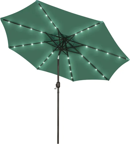 Vista 20 de Blissun Sombrilla solar de 9 pies, sombrilla de patio con 32 luces LED, sombrilla de mercado de mesa, sombrilla al aire libre para jardín, terraza