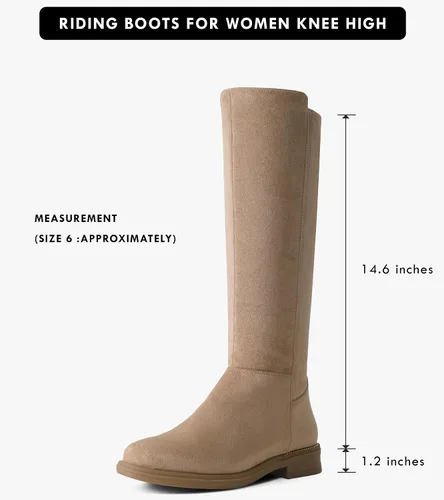 Vista 2 de Shoe'N Tale Botas altas hasta la rodilla con tacón bajo plano y punta redonda elástica para mujer con cremallera lateral
