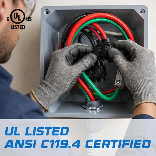 Vista 6 de OHLECTRIC Conectores de cable aislados de alta calidad (paquete de 1) Conector multigrifo de doble cara de 2 puertos, rango de cables 4-14 de doble