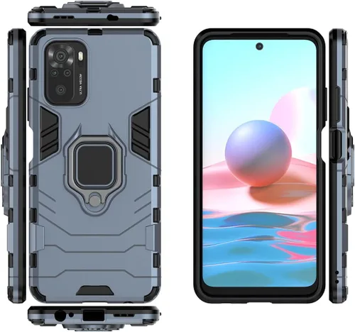 Vista 3 de Compatible con Xiaomi Mi Redmi Note 10, Redmi Note 10S, soporte de anillo de metal a prueba de golpes